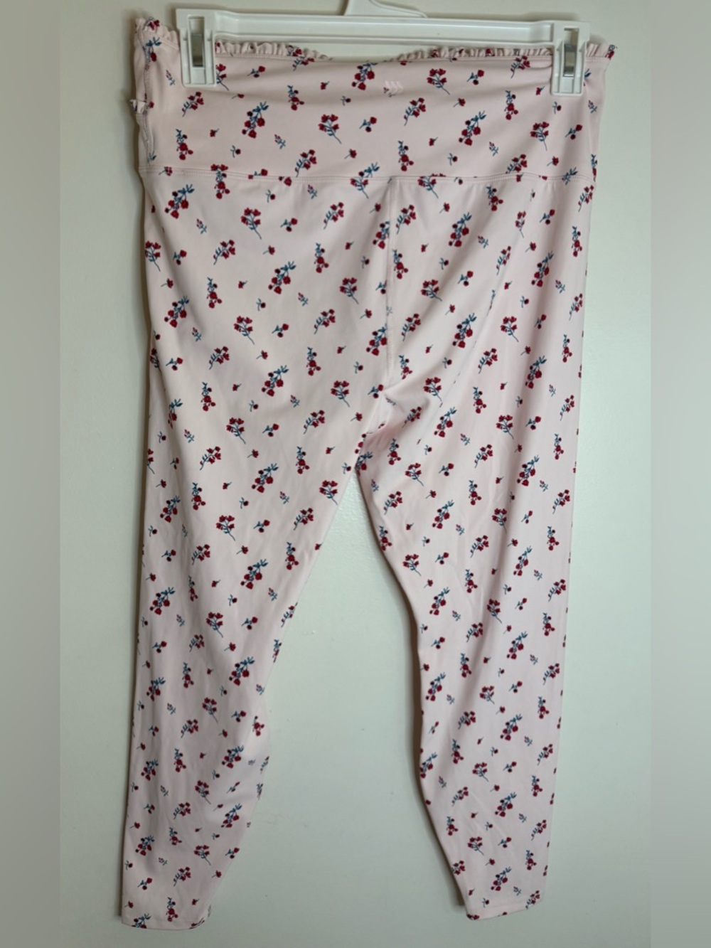 all in motion Pink Floral High-Rise Leggings Ruffle Crossover 7/8 - Picture 5 of 7